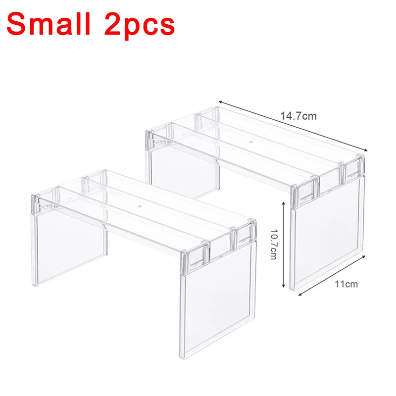 Clear Stackable Fridge Shelf Organizer for Kitchen & Pantry