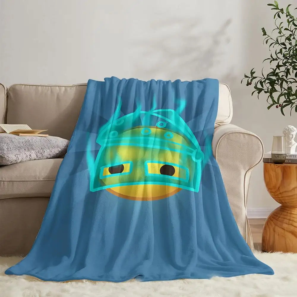 Wobbly Life Cartoon Flannel Throw Blanket for Sofa, Bed & Cozy Naps – Lightweight Printed Fleece