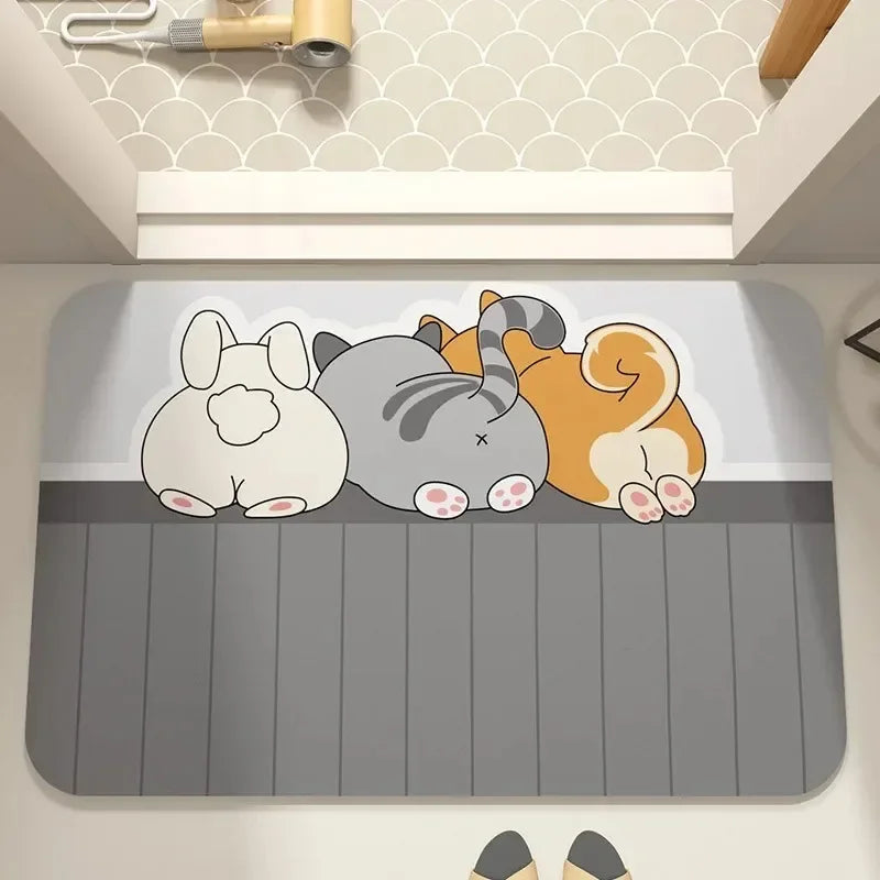 Cartoon Pets Non-Slip Doormat for Entryway, Kitchen, or Bathroom