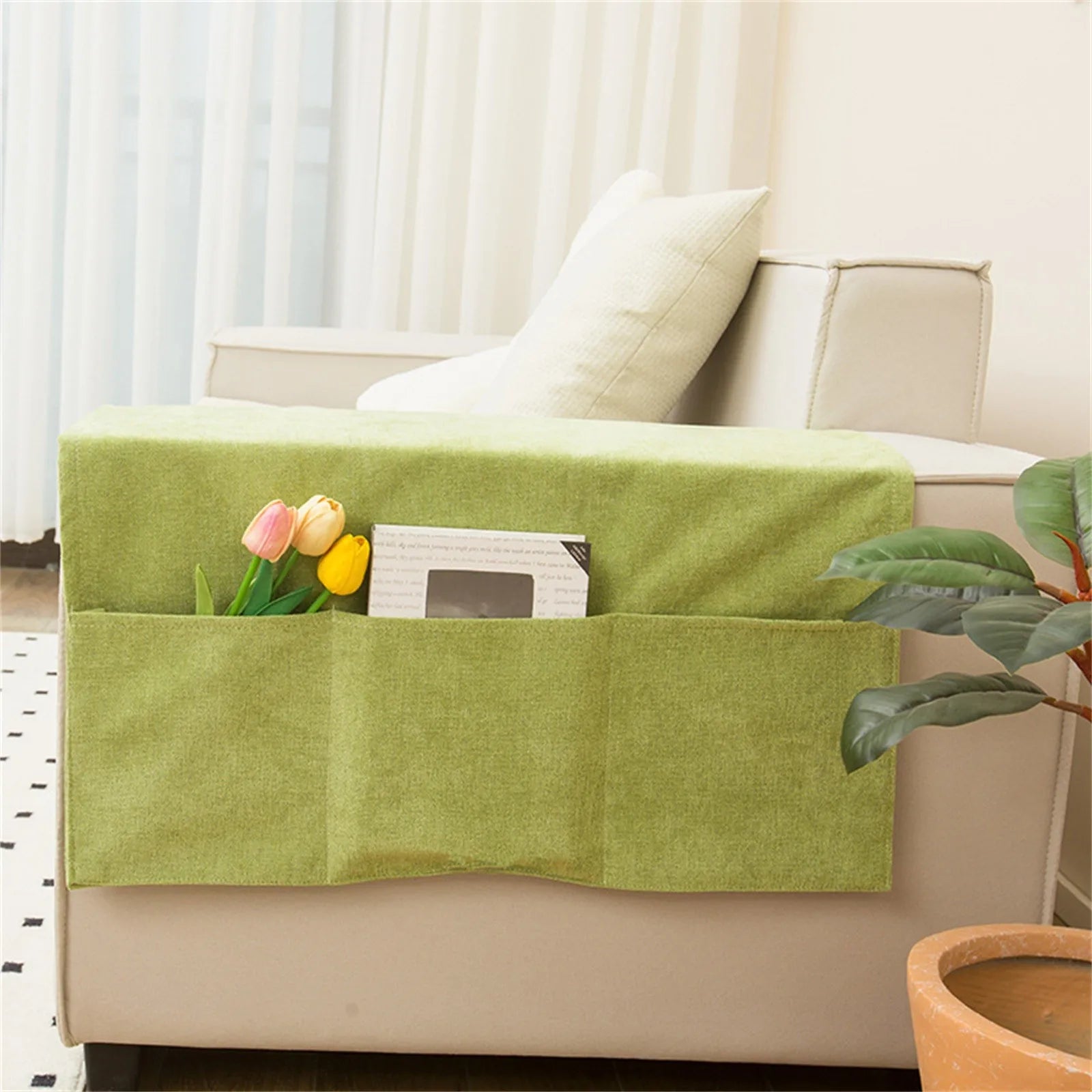 Fabric Sofa Armrest Organizer with Pockets