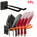 Wall-Mounted Double Hook Rack for Garage & Garden Tools Organization – Iron, Black or Orange