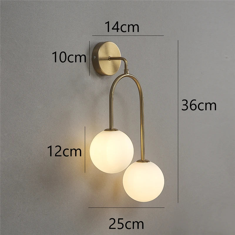 Willow Double Globe Wall Sconce – Frosted Glass Modern Accent Lighting for Bedroom & Living Room