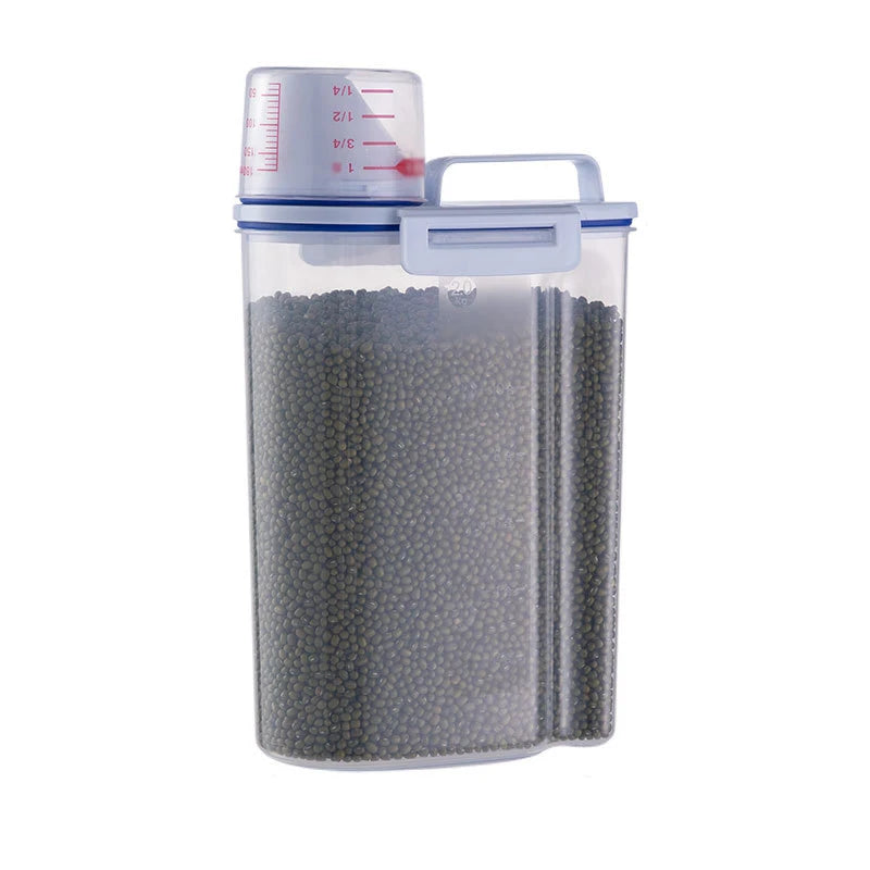 Airtight Pet Food Storage Container with Handle and Measuring Cup