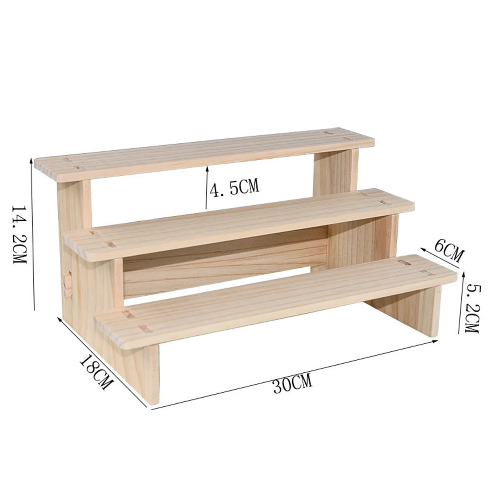 Wooden Tiered Display Riser Shelf for Living Room & Home Organization