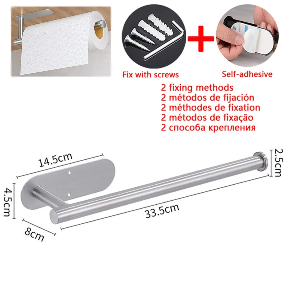 Adhesive Stainless Steel Toilet Paper or Paper Towel Holder for Bathrooms & Kitchens