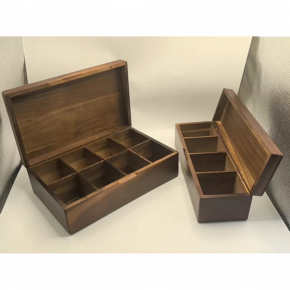 Acacia Wood Tea Bag Organizer Box for Kitchen or Tea Nook