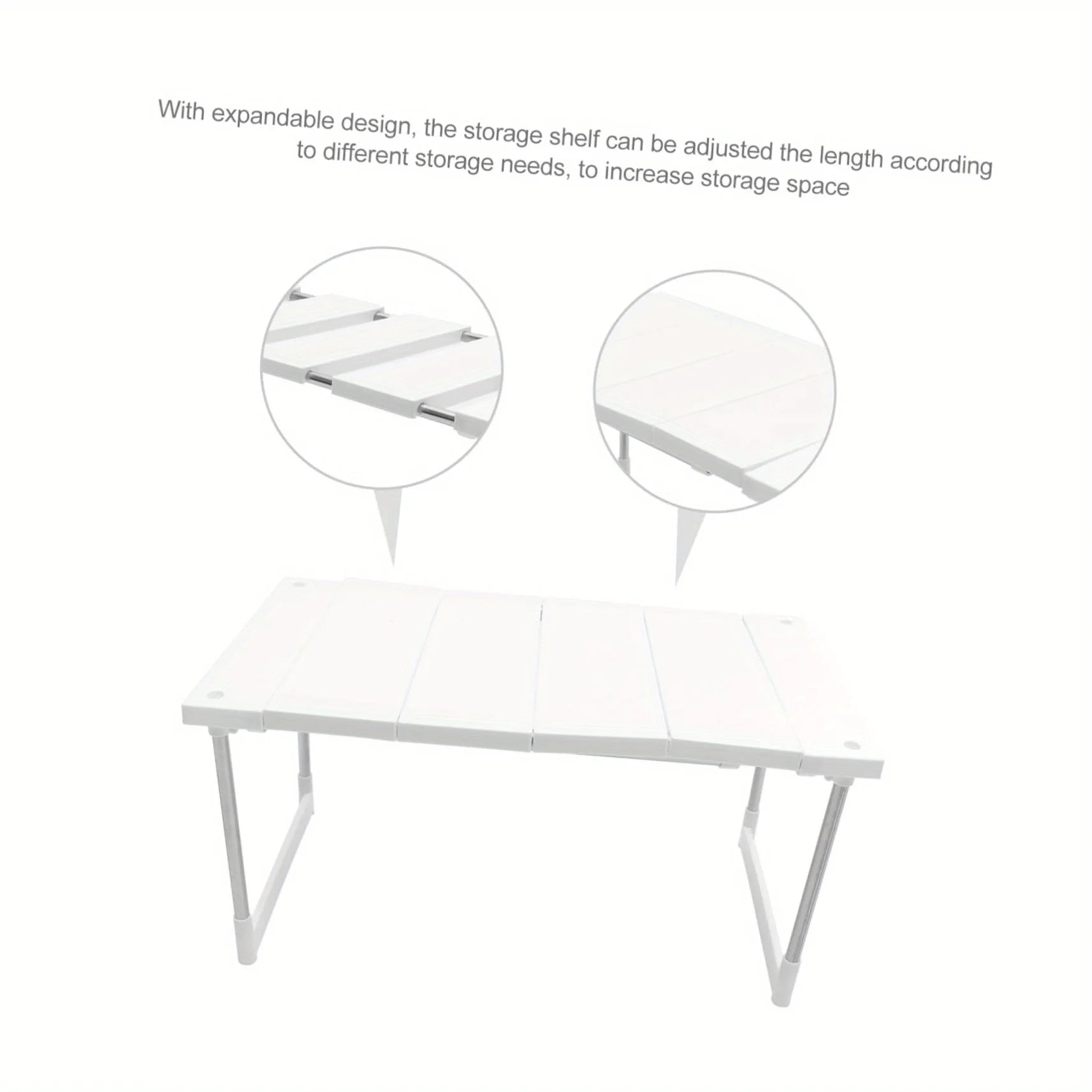 Expandable White Kitchen Counter Shelf Organizer – Adjustable Cabinet Storage for Pantry, Countertop & Small Appliances