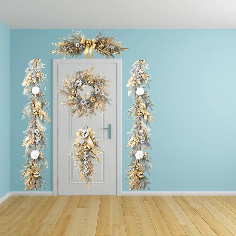 Golden Pinecone Christmas Wreath & Garland Collection