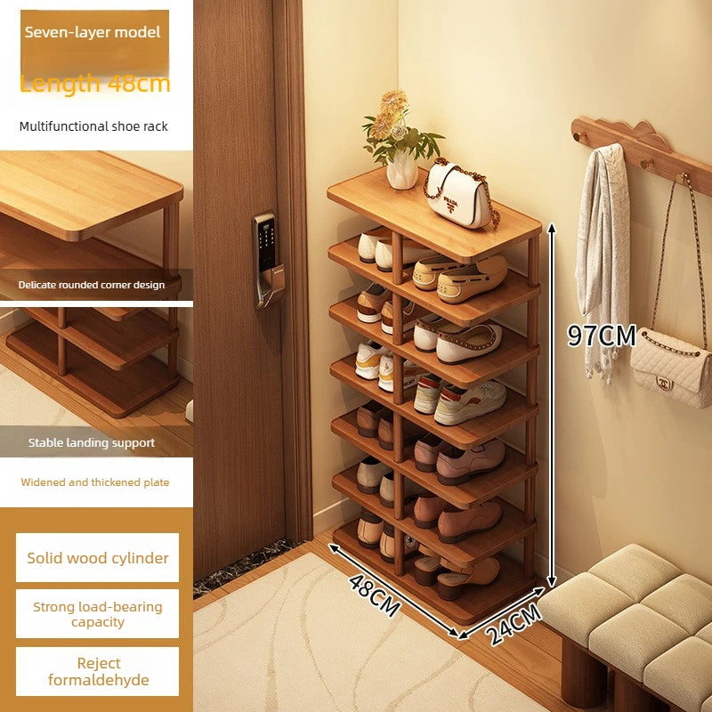 Bamboo Narrow Shoe Rack for Entryway or Small Space