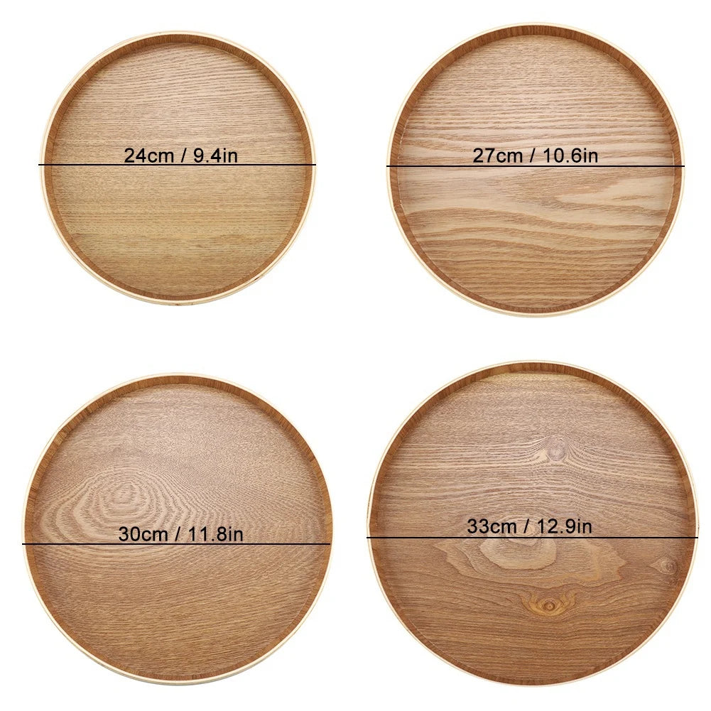 Ashwood Round Wooden Serving Tray