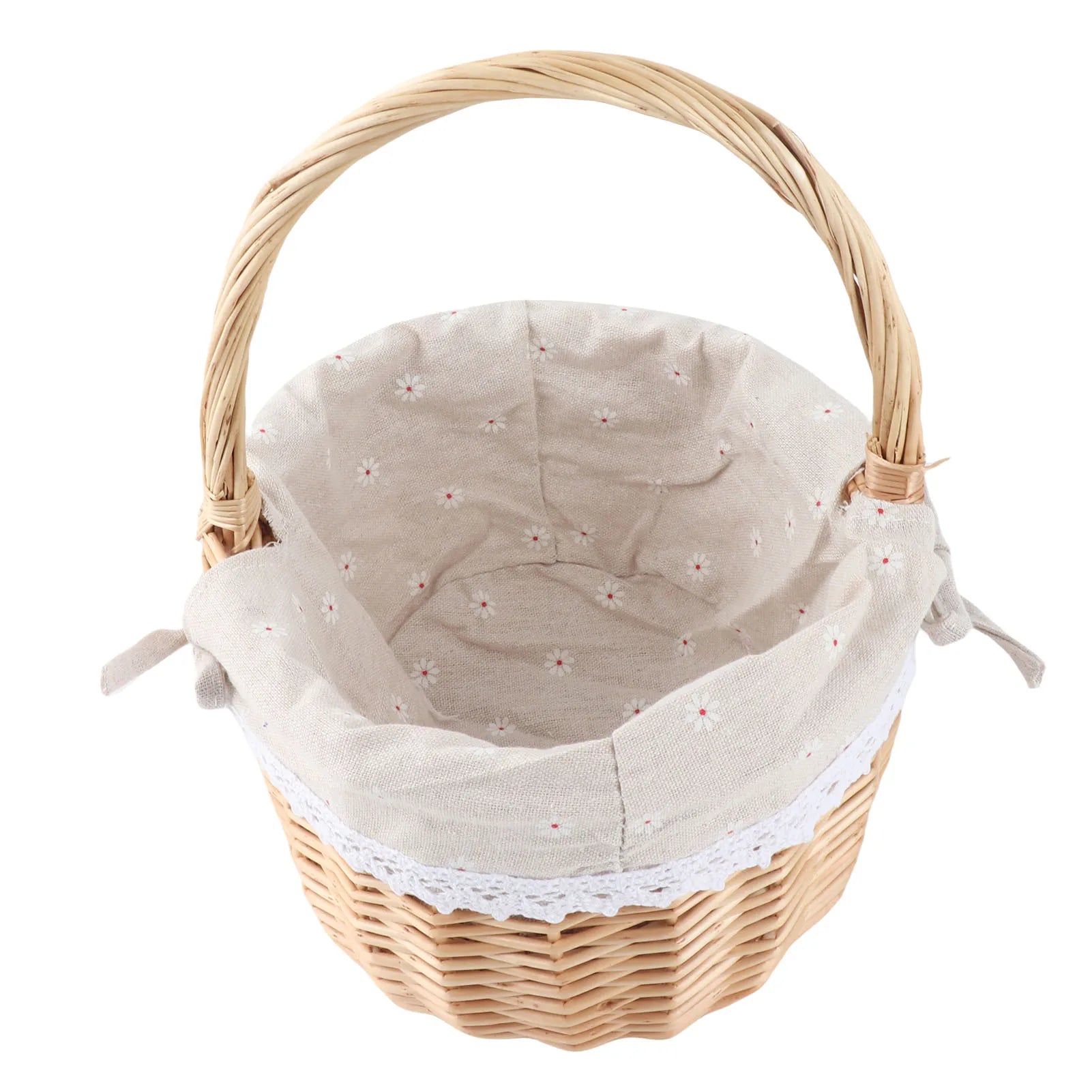 Oval Rattan Storage Basket with Liner for Picnics & Home Organization