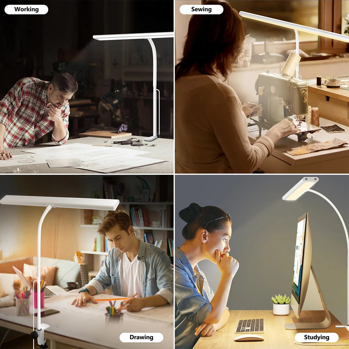 Adjustable LED Clamp Desk Lamp with Flexible Gooseneck for Home Office
