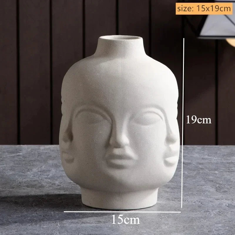 Eden Sculpted Face Ceramic Vase
