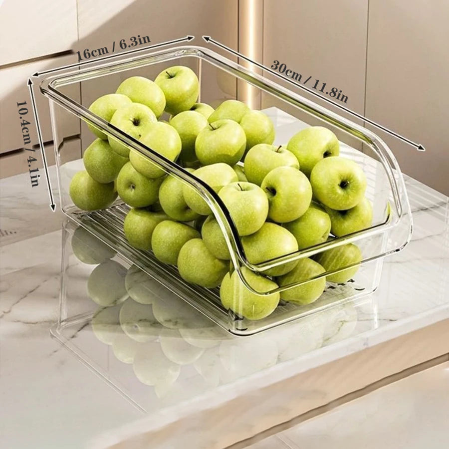 Clear Refrigerator Organizer Bin with Optional Drain Tray