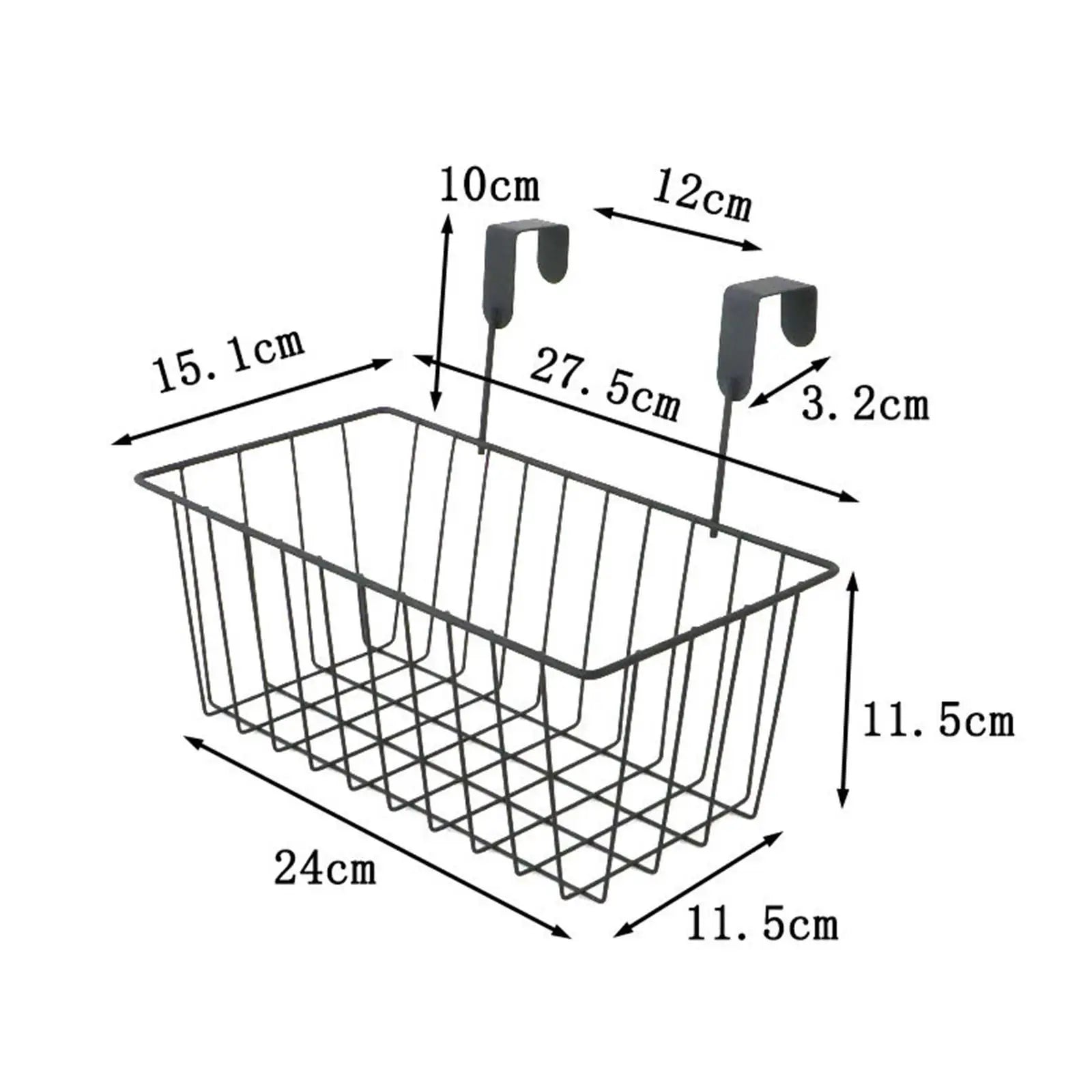 Over-the-Cabinet Metal Grid Basket Organizer for Kitchen & Bath