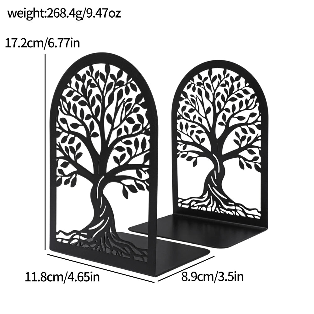 Tree of Life Metal Bookends – Decorative Shelf Organizer for Home or Office