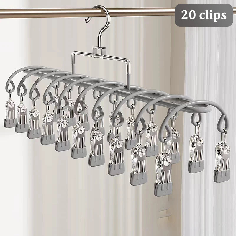Stainless Steel 20-Clip Hanging Drying Rack