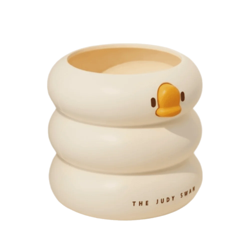 Marlow Duck-Shaped Desk Organizer in Cream Plastic for Stationery, Makeup, or Small Tools
