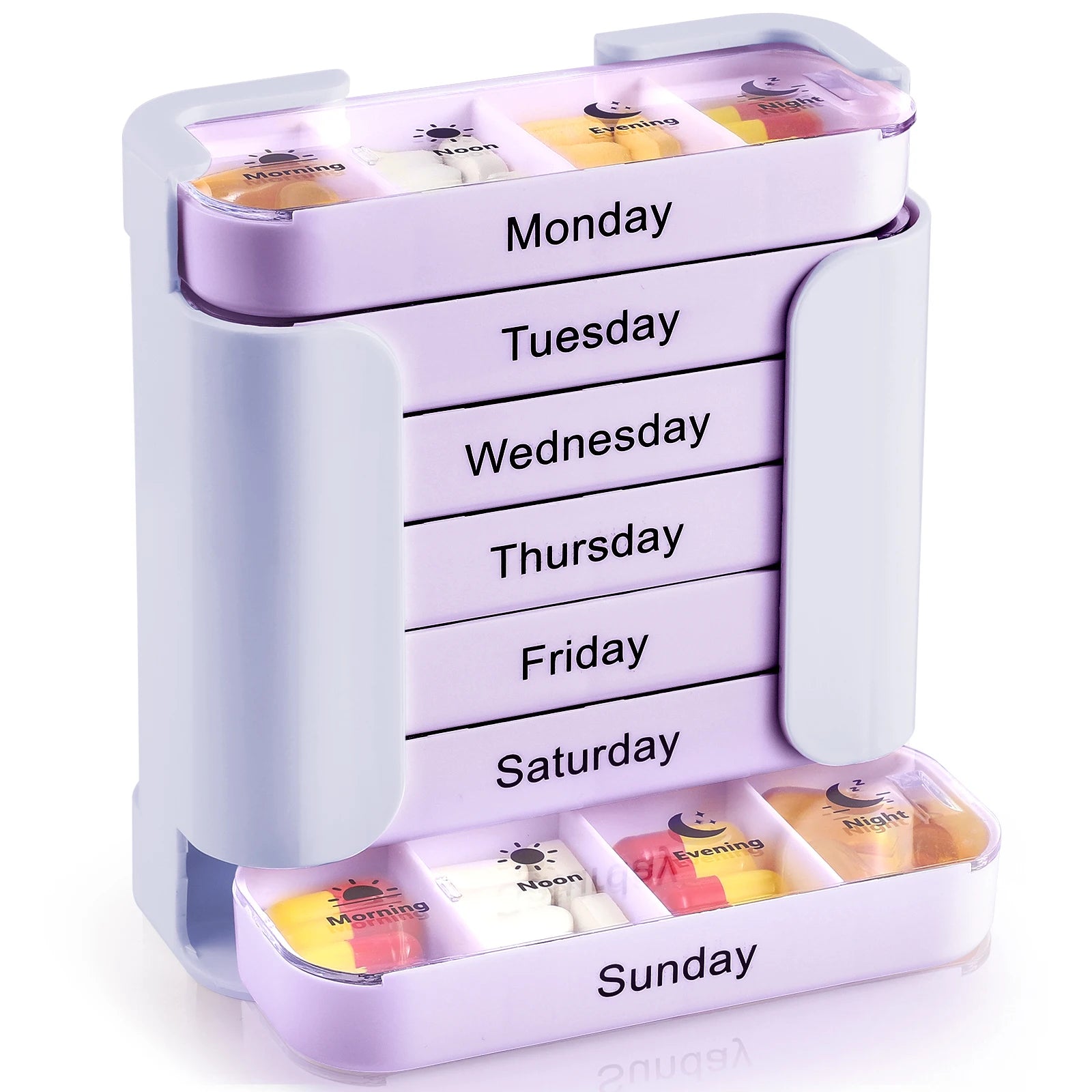 Weekly Pill Organizer with 28 Compartments for Home or Travel
