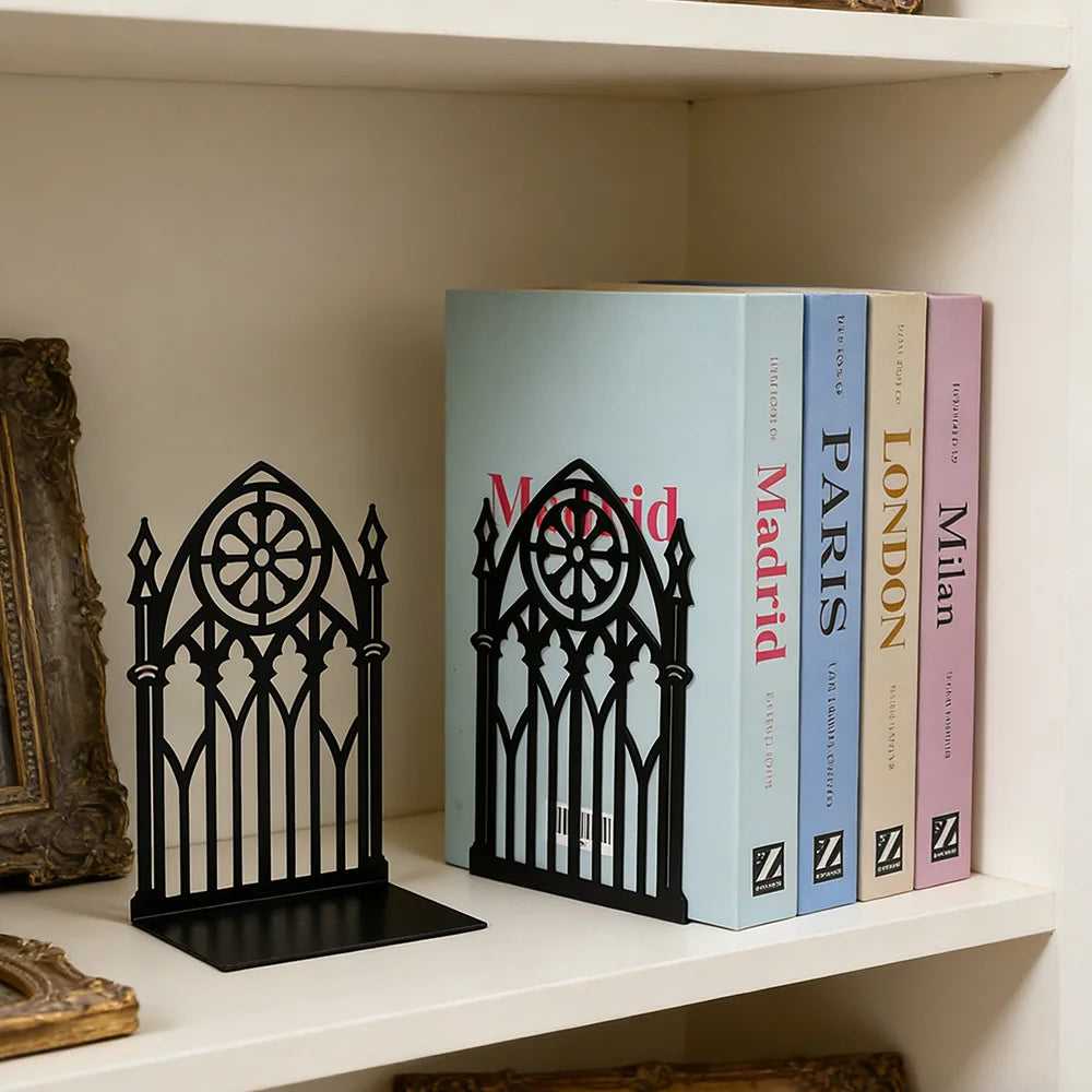 Gothic Gate Metal Bookends for Shelves and Desks