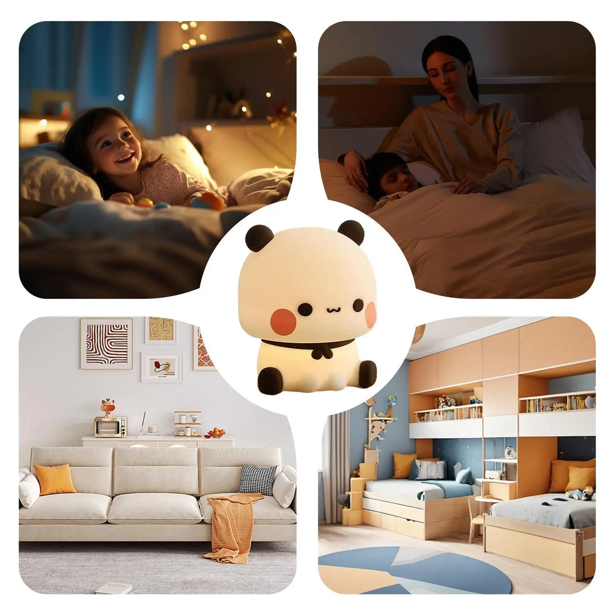 Mochi Bear Silicone LED Night Light for Bedside or Nursery – Soft Touch Rechargeable Table Lamp