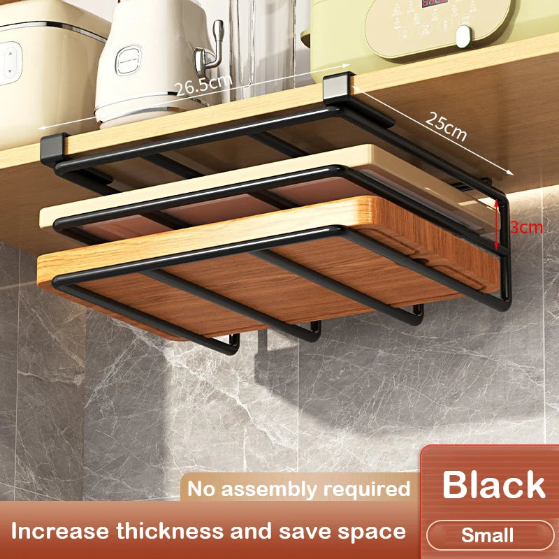 Under Cabinet Metal Storage Rack with Hooks for Kitchen Organization