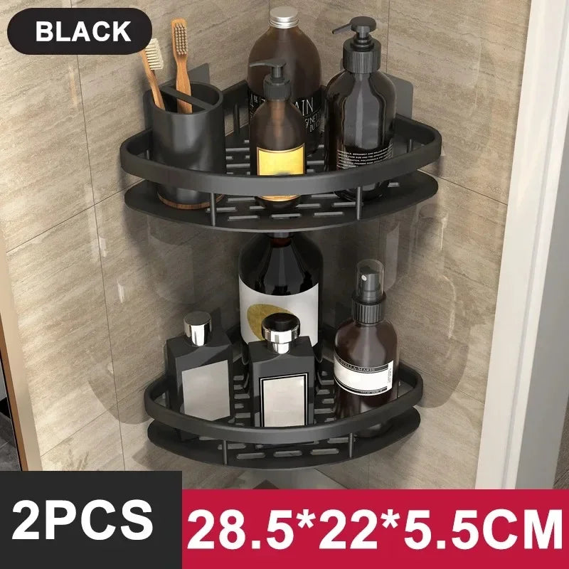 Wall-Mounted Aluminum Organizer Shelf (Adhesive, No-Drill)