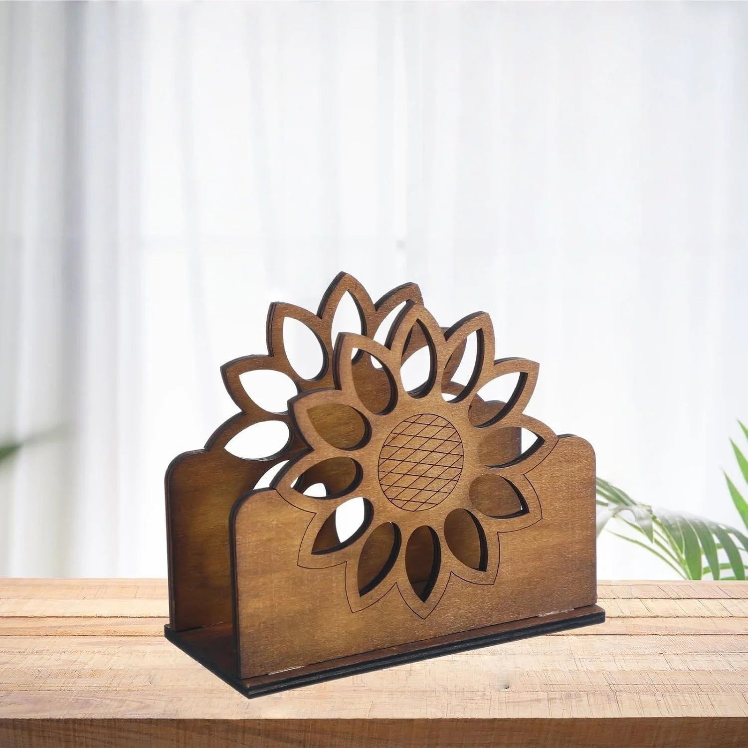 Wooden Sunflower Napkin Holder for Kitchen and Dining Table