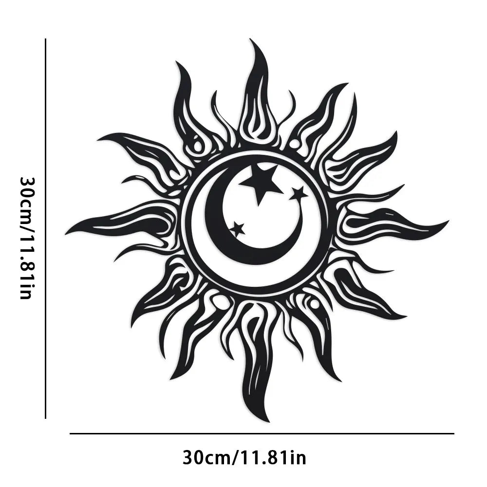 Solstice Iron Sun Wall Art Sculpture, 12-Inch Metal Mural