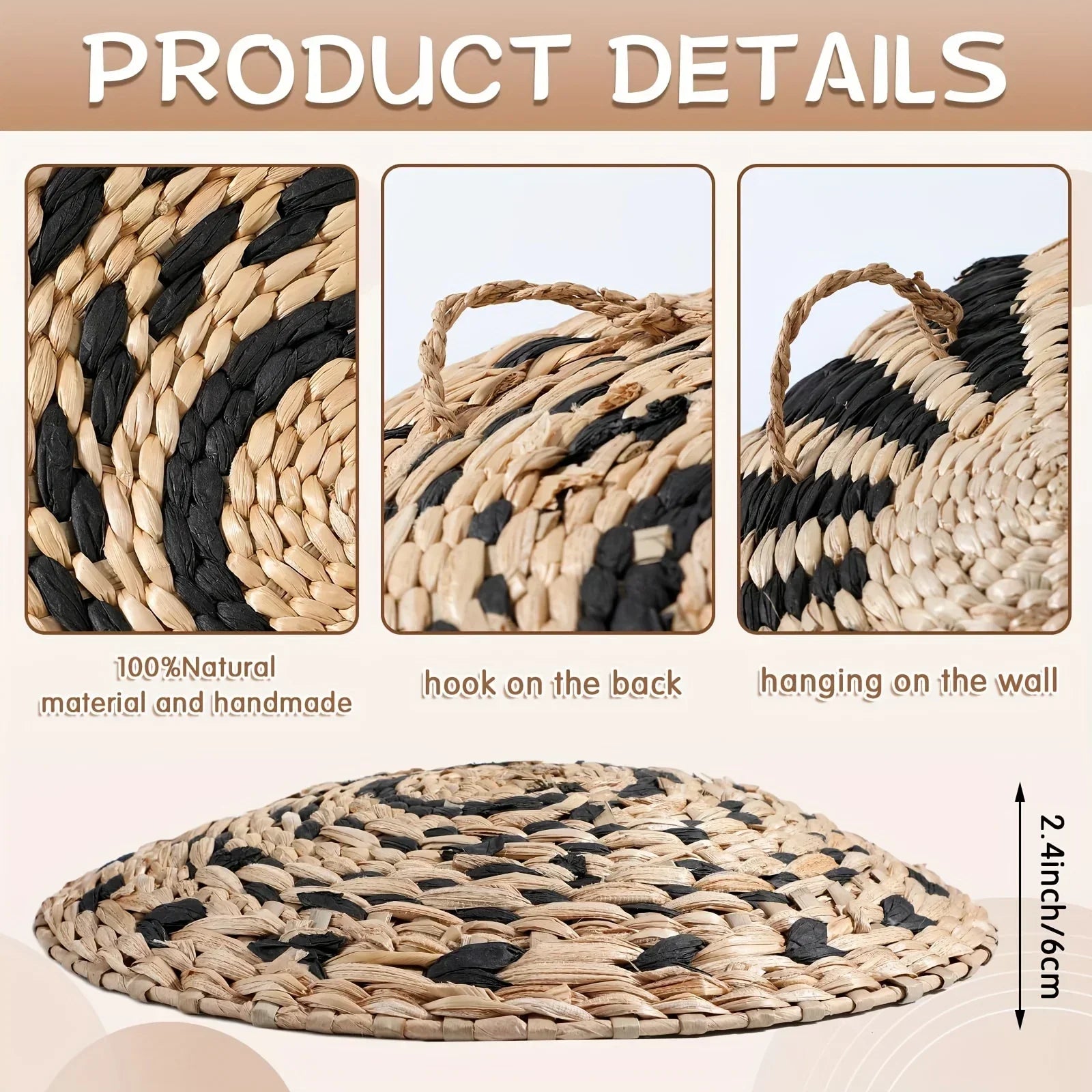 Sundara Boho Seagrass Wall Basket Set – 7 Handwoven Decorative Plates