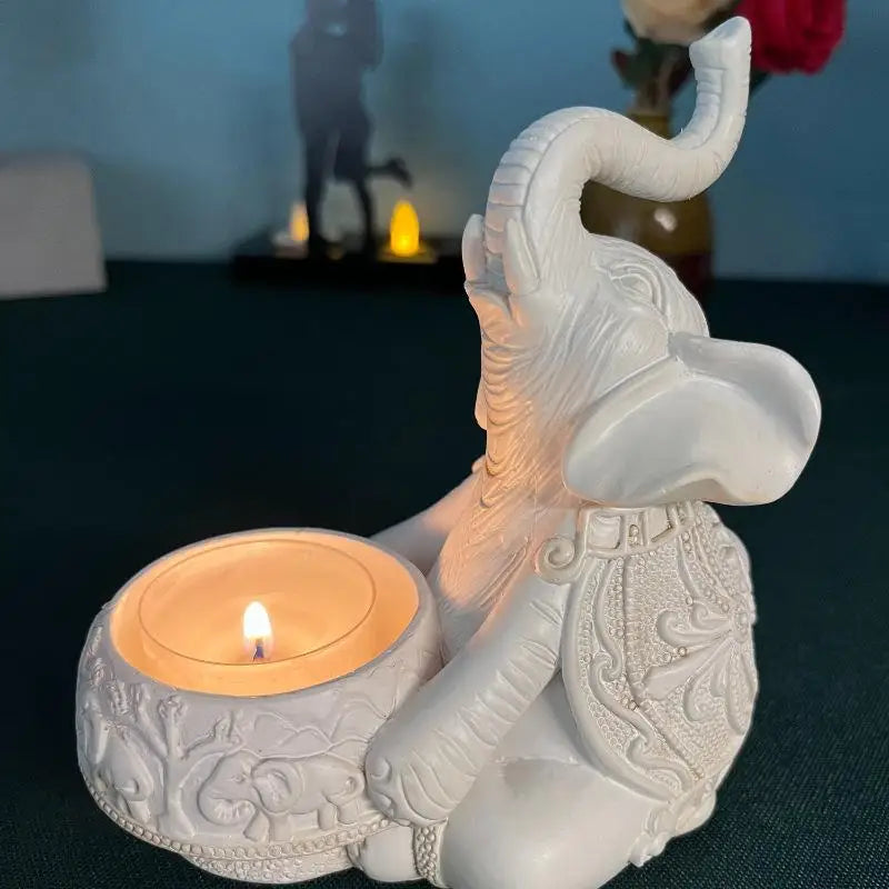 Arlo Elephant Tealight Holder – Decorative Resin Candle Holder