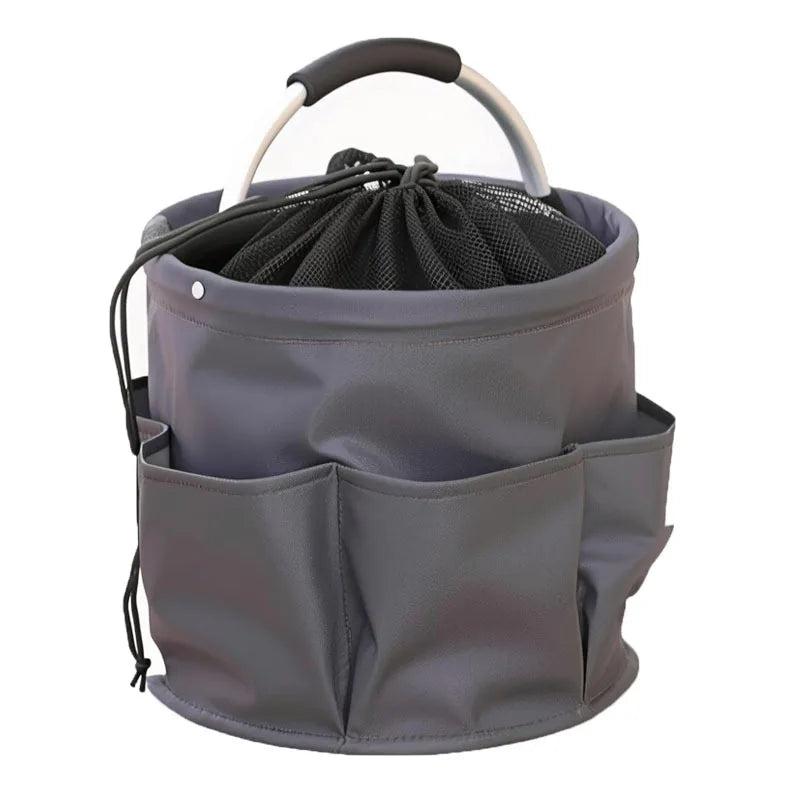 17L Foldable Cleaning Caddy with Handle & Exterior Pockets for Home, Laundry, Car, or Tools