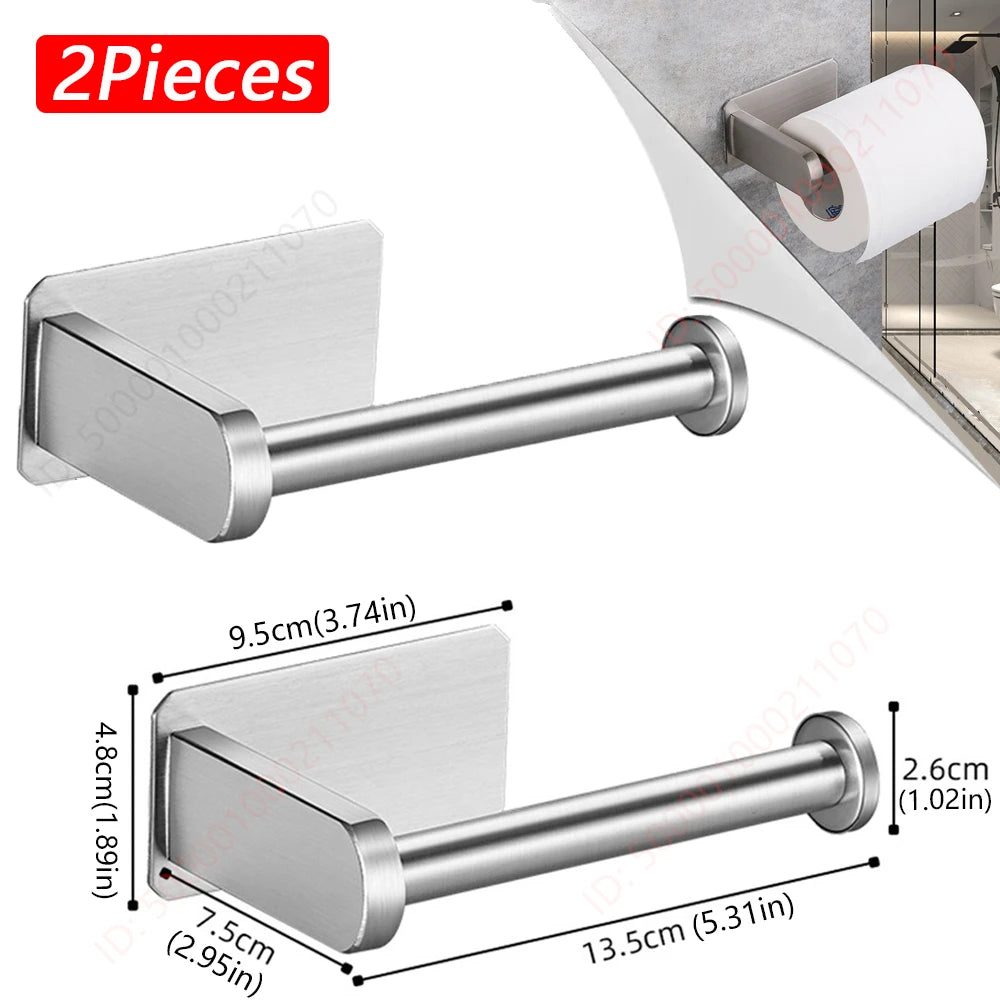 Stainless Steel Adhesive Toilet Paper Holder for Bathroom or Kitchen