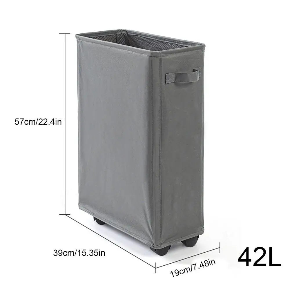 Slim Rolling Laundry Hamper with Handle – 42L Oxford Bin