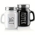 Black & White Vintage Glass Salt and Pepper Shaker Set with Handles for Everyday Kitchen Use