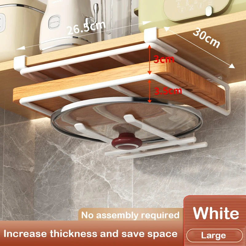 Under Cabinet Metal Storage Rack with Hooks for Kitchen Organization