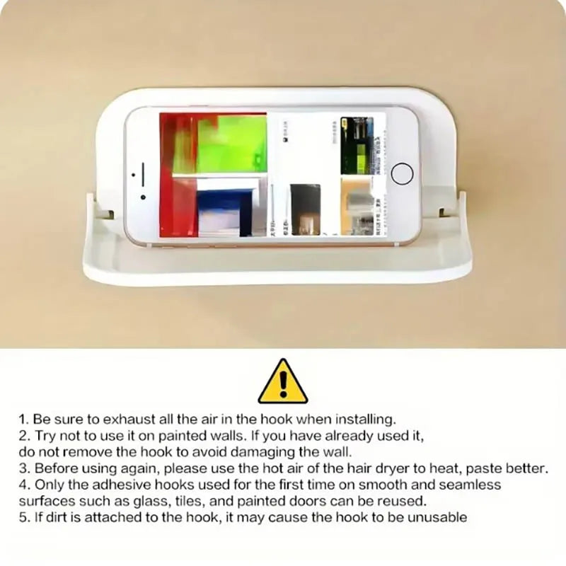 Foldable Wall Shelf with No-Drill Adhesive for Bathroom, Kitchen, or Bedside