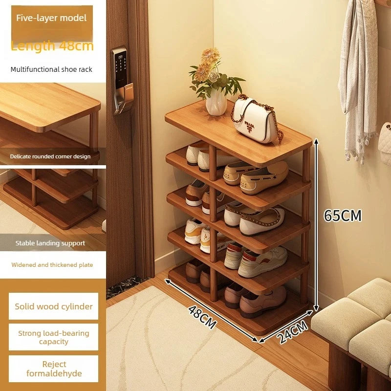 Bamboo Narrow Shoe Rack for Entryway or Small Space