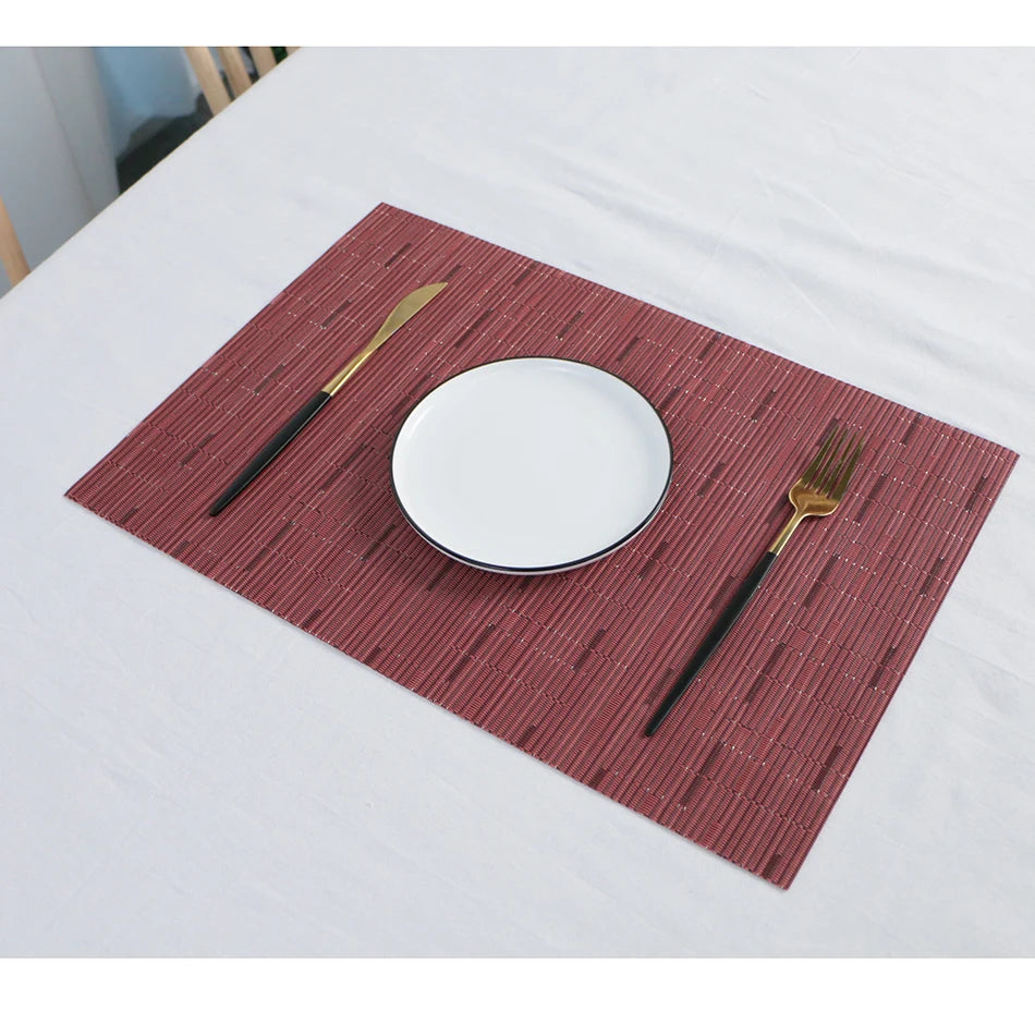 Bamboo-Pattern PVC Placemats – Washable Table Mats for Dining