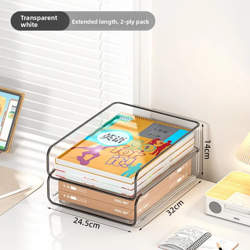 Stackable Clear Desktop Document Tray, A4 Size Metal Organizer