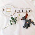 Key-Shaped Wall Mounted Wooden Key Rack with 5 Hooks
