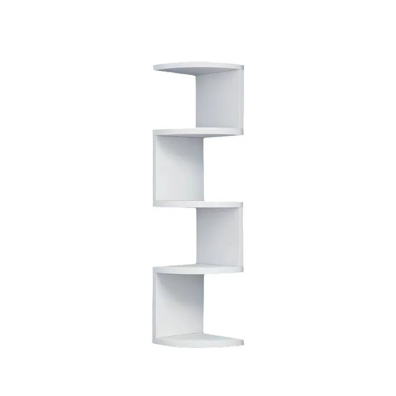 White 5-Tier Zigzag Corner Wall Shelf for Bedroom, Living Room, or Office Organization