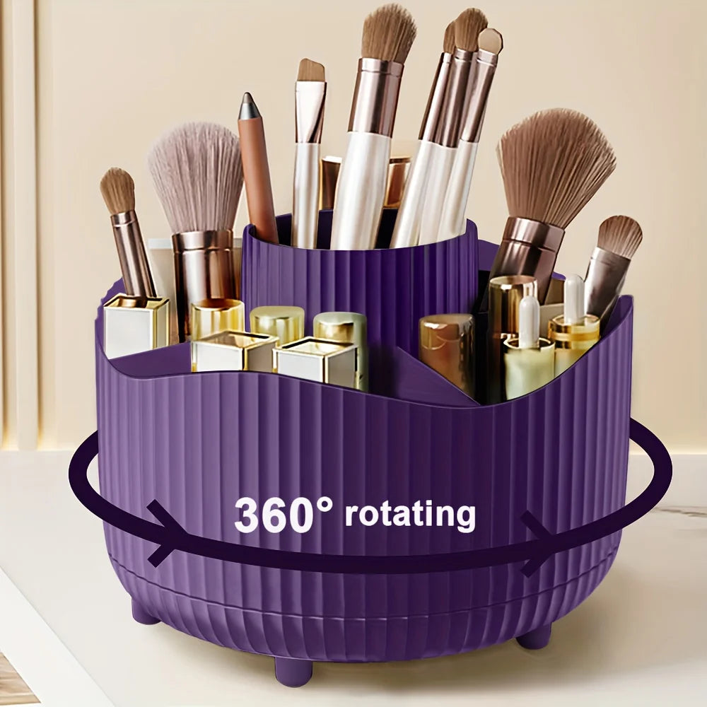 Rotating Makeup Organizer with Compartments for Vanity or Desk