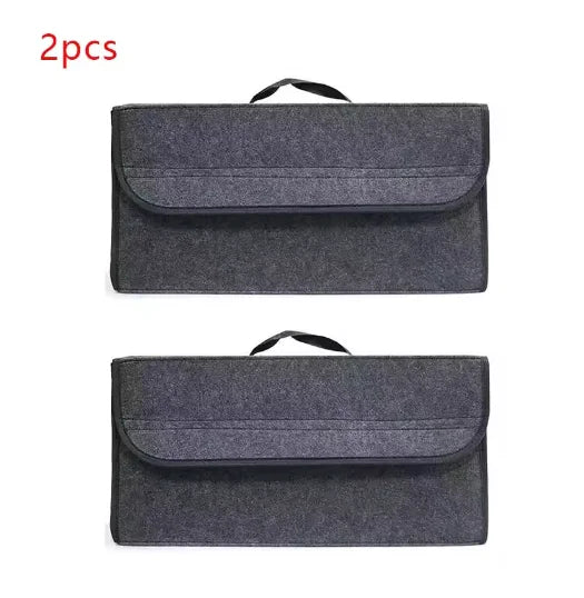 Gray Felt Car Trunk Storage Organizer Bag with Handle for Tidy Car Boot Tool & Accessory Storage