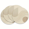Modern Minimalist Round Polyester Placemats, Set of 4 – 38cm, Neutral Beige for Dining & Kitchen Tables