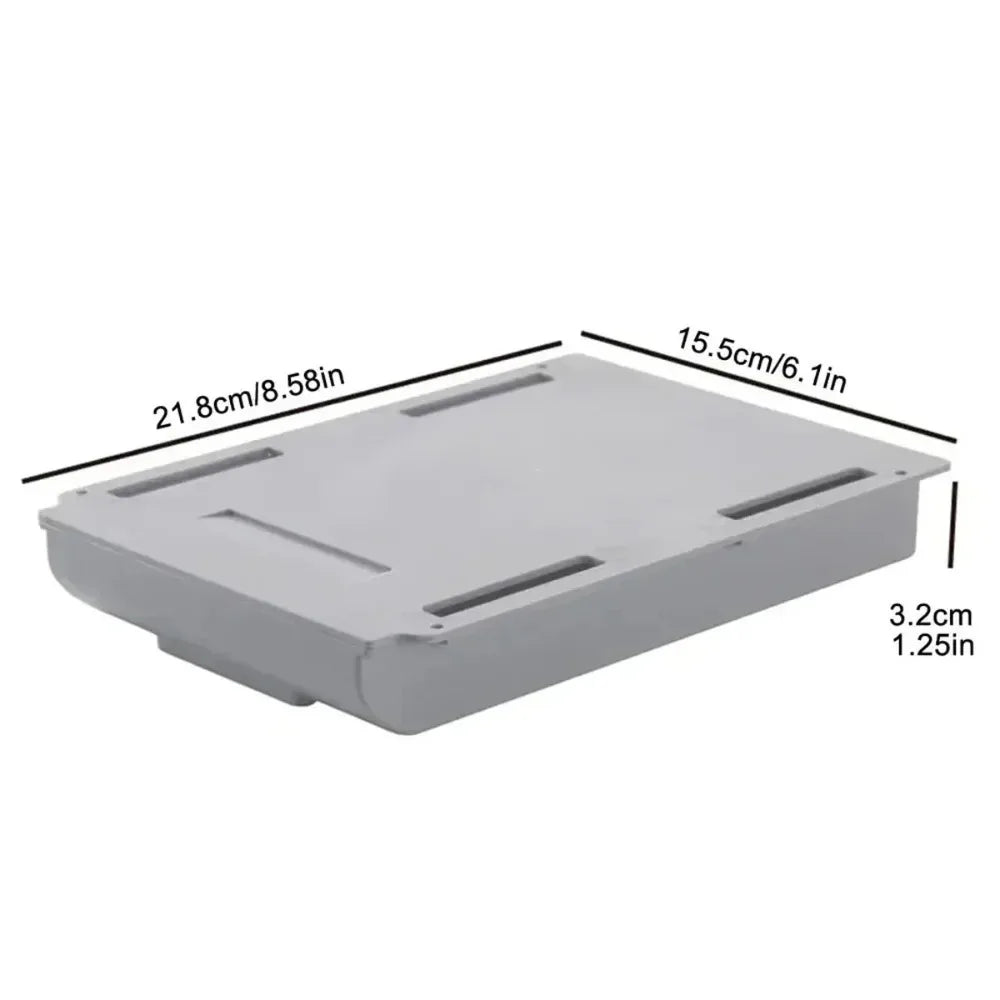 Self-Adhesive Under-Desk Storage Drawer for Office Desks & Vanity Tables – Plastic Hidden Organizer in Grey or White