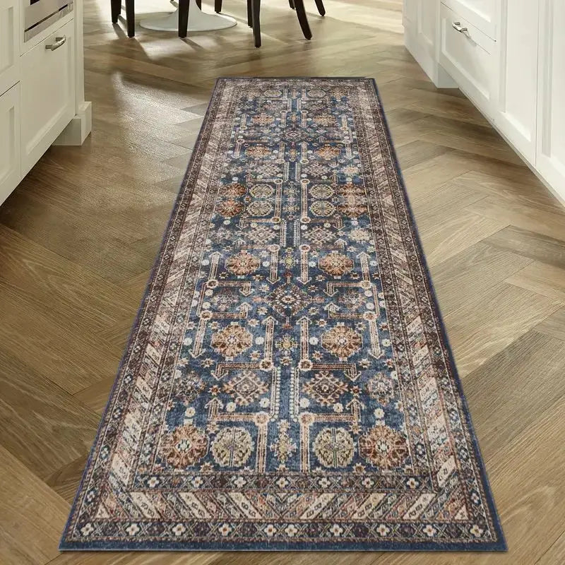 Alden Vintage-Inspired Washable Runner Rug with Non-Slip Backing