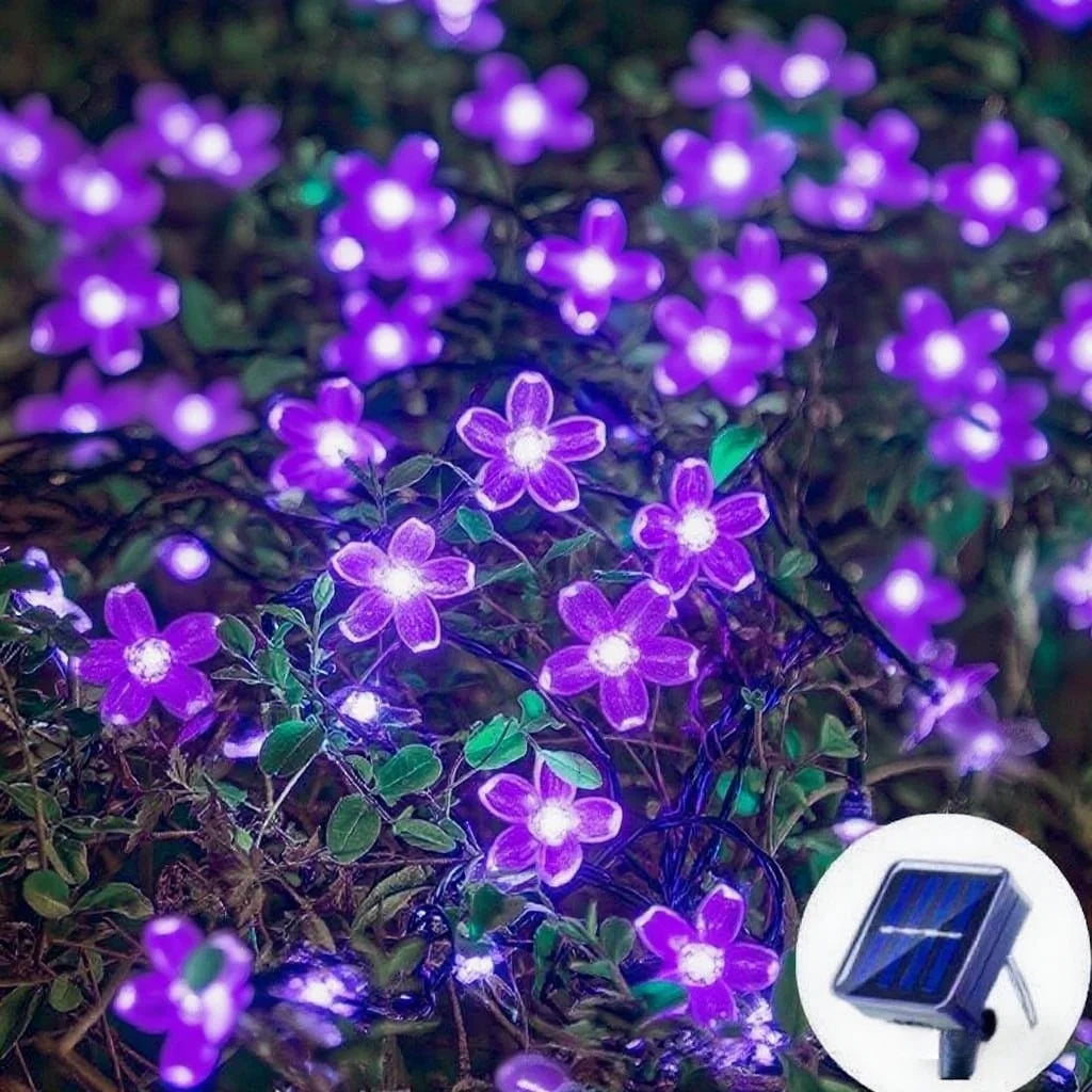 Cherry Blossom Solar String Lights for Garden or Patio Decor