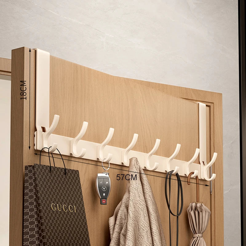 Over-the-Door Aluminum Organizer Rack with Cream Double Hooks