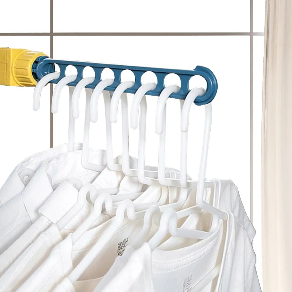 Wall-Mounted 8-Hole Clothes Drying Rack for Balcony, Bathroom, or Indoor Laundry - Space-Saving Stainless Steel + ABS, No-Drill Hanging